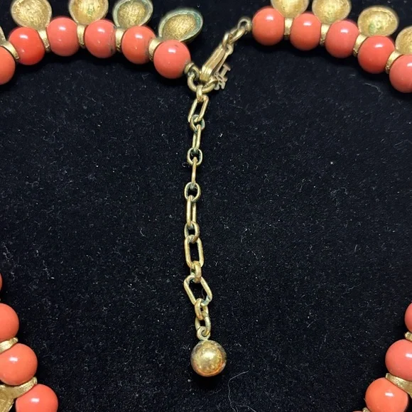 Trifari Gold and Coral Necklace - Picture 7 of 8